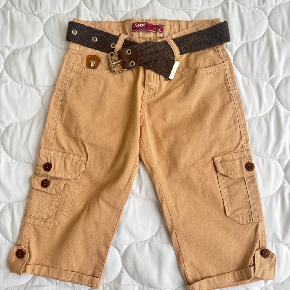 Kids ARN Jeans Cargo Shorts with Belt – Tan Safari Style – Size 8 - Picture 1 of 5